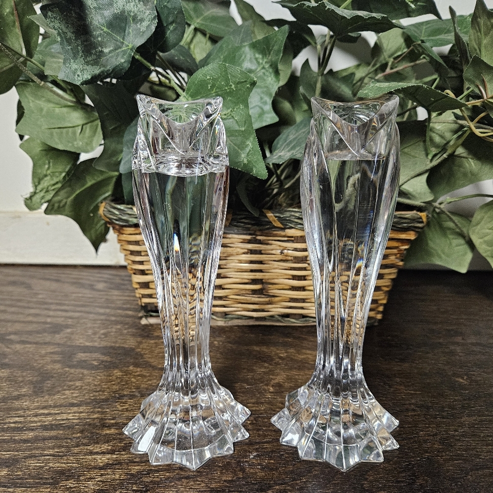 Pair Of Lenox Crystal Candle Holders GORGEOUS